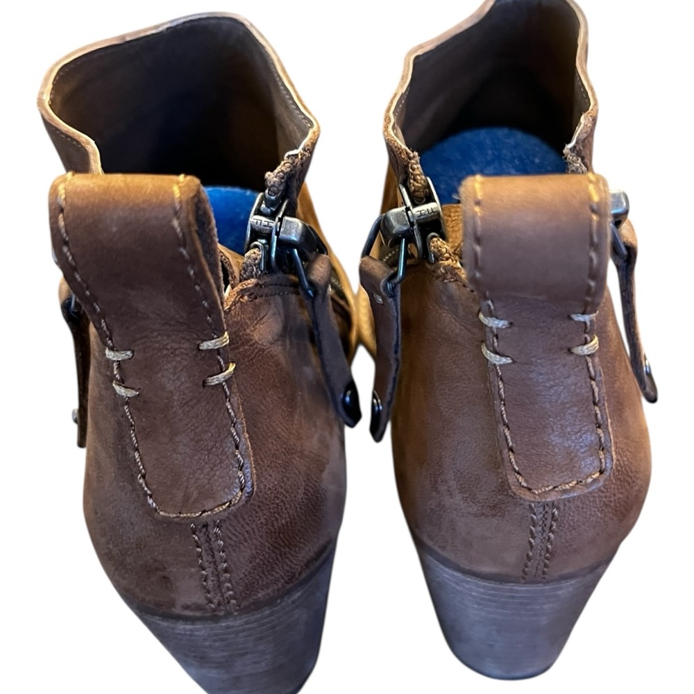DOLCE VITA Jaeger Nubuck Leather Double Zip Bootie Teak Block Heel - Picture 6 of 15